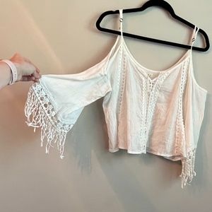 Hollister White Cold Shoulder Top